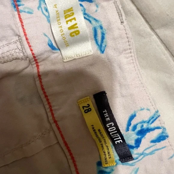 Anthropologie Cream Pants with Blue Lobster Design , super comfy and cute - Picture 4 of 4